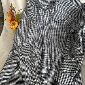Tommy Hilfiger Navy Blue and White Gingham Shirt